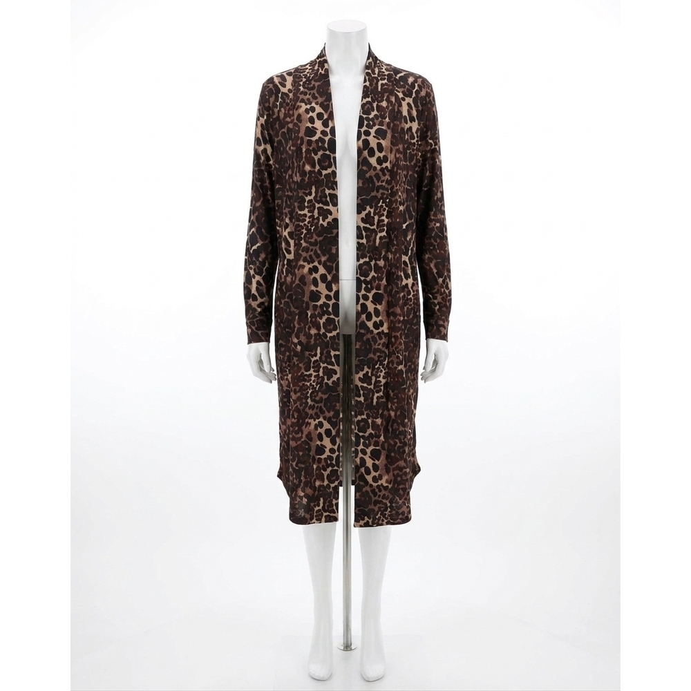 NEW FDJ open long cardigan in animal print